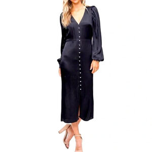 En Saison Lizette Satin Button Up Midi Dress. Size Medium.